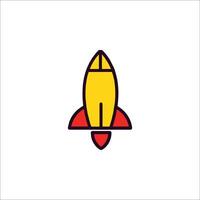 A yellow and red rocket ship icon on a white background vector