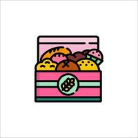 A box with bread and cookies in it vector