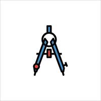 A compass icon with a red and blue line vector