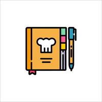 A chef's hat and a notebook are on a white background vector
