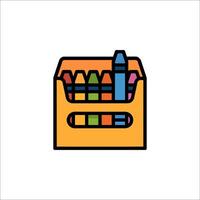 Crayons in a box icon illustration vector