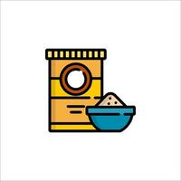 A container of flour and a bowl of flour vector
