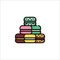 A stack of colorful macarons on a white background vector