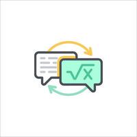 A speech bubble icon with a math equation vector