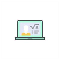 A laptop with a person on the screen and a calculator vector