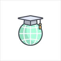 A globe with a graduation cap on it vector