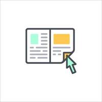 A book with a page and a page with a button vector