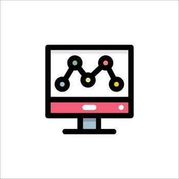 A computer monitor with a graph on it vector