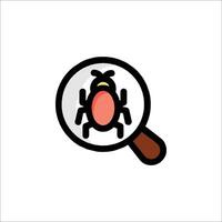 A bug is looking through a magnifying glass vector