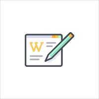 A pen and paper icon with the word w vector