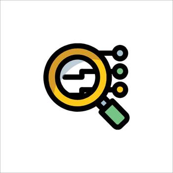 A magnifying glass icon with a circle around it vector