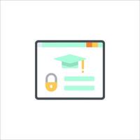 A graduation cap and padlock icon on a computer screen vector