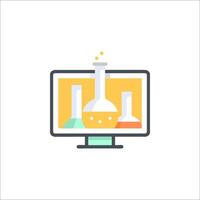 A computer screen with a laboratory flask and beaker vector