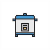 A blue and white icon of a cooker vector