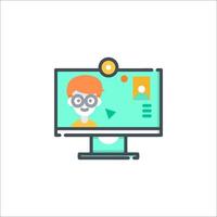 A computer screen with a person on it vector