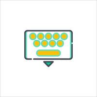 A keyboard icon with a yellow and green color vector