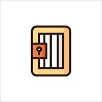 A door with a key in it and a lock vector