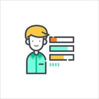 A man with a computer icon on a white background vector