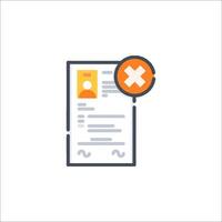 A document with a red cross and an orange circle vector