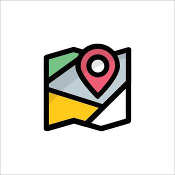 A map icon with a pin pointing to it vector