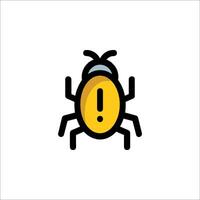 A bug icon with a yellow exclamation mark on it vector