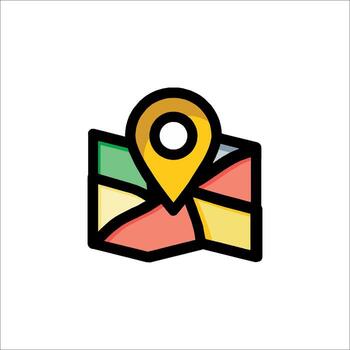 A map icon with a pin pointing to it vector