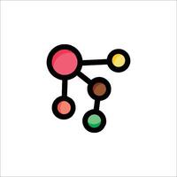 A colorful icon of a network of dots vector
