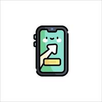A cartoon phone with a button on it vector
