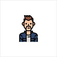 A man with a mustache and a beard is shown in a flat style vector