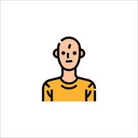 A bald man with a beard in a yellow shirt vector