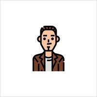 A man in a brown jacket is shown in a flat style vector