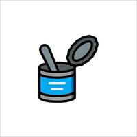 A can of paint with a spoon in it vector