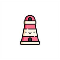 A cute little lighthouse icon with a smile vector