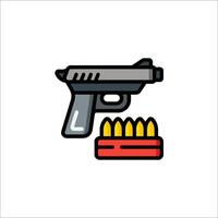 A gun and a box of bullets on a white background vector