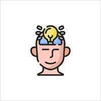 A man with an idea light bulb on his head vector