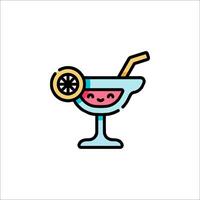 A cartoon drink with a lemon slice and a straw vector