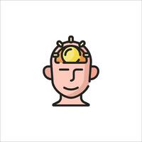 A man with a brain in his head icon vector