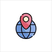 A globe with a pin on it and a location marker vector