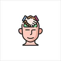 A man with his head on top of another person's hand vector