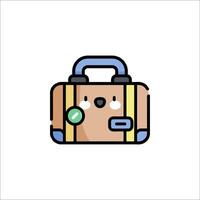 A suitcase icon with a smiley face on it vector