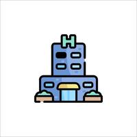 A building icon with a window and a door vector