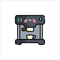 A coffee machine with a cute face on it vector