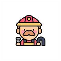 A cartoon fireman with a wrench and a mustache vector