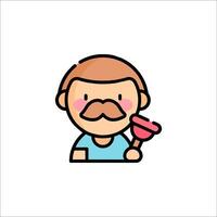 A man with a mustache and mustache is holding a toothbrush vector