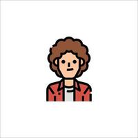 A man with curly hair is shown in a flat style vector
