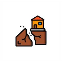 A house on a cliff with a rock in the middle vector