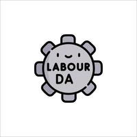 A cartoon character with the word labour da written on it vector
