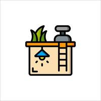 A house with a ladder and plant on top vector