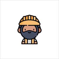 A cartoon man in a hard hat with a beard vector