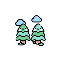 Two trees with clouds and clouds in the background vector